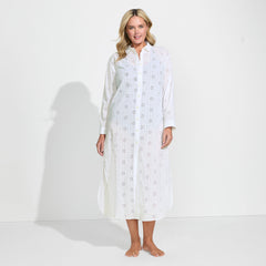 Women's Plus Size Eyelet Button Down Maxi Cover-up Dress