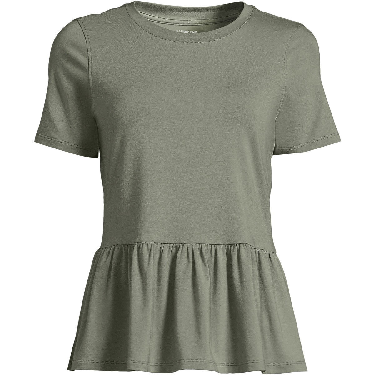 Women's Plus Size Short Sleeve Lightweight Jersey Crew Neck Peplum Tee