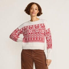 Women's Drifter Placed Jacquard Jersey Crew Neck Sweater
