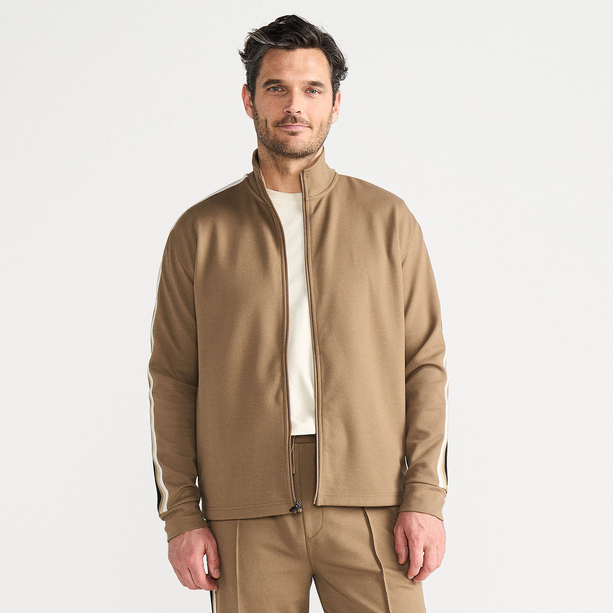 Men's Long Sleeve Knit Twill Track Full Zip