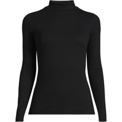 Women's Plus Size Drapey Rib Skimming Long Sleeve Mock Neck