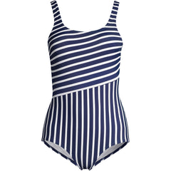Women's D-Cup Scoop Neck Tugless Sporty One Piece Swimsuit