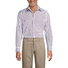 School Uniform Men's Tailored Fit Straight Collar Patterned Broadcloth Shirt