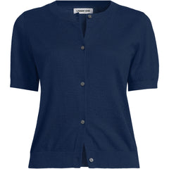 Women's Cotton Short Sleeve Crew Neck Cardigan Sweater