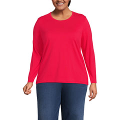 Plus Size Supima Cotton Long Sleeve Crewneck T-Shirt
