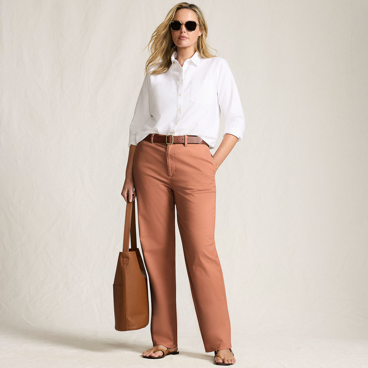 Women's Plus Size Chino High Rise Rail Straight Leg Pants