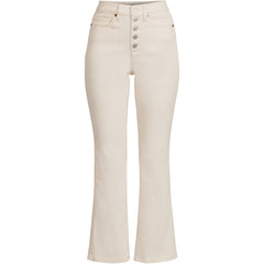 Women's Plus Size Recycled Denim High Rise Button Front Kick Flare Crop Jeans