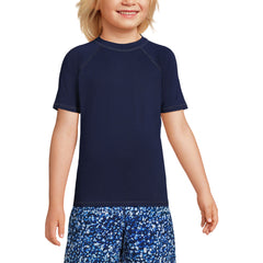 Boys Chlorine Resistant Short Sleeve Crew Neck UPF 50 Rash Guard