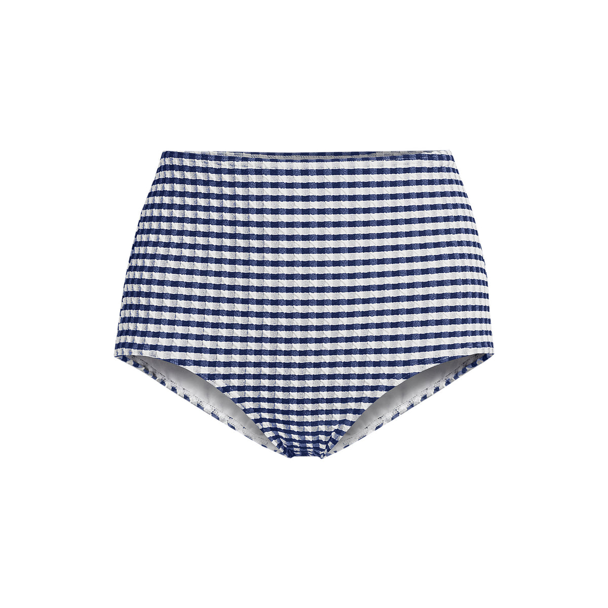Women's Tummy Control Gingham Tugless High Waisted Bikini Bottoms