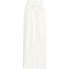Women's Plus Size High Ridge Twill Pull On Pleated Wide Leg Pants