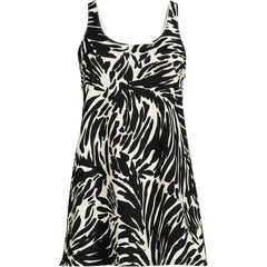 Women's Long Torso Scoop Neck Mini Swim Dress Swimsuit