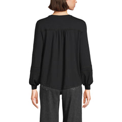 Women's Long Sleeve Lightweight Jersey Pintuck Embroidery Top