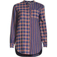 Women's Flannel A-Line Long Sleeve Tunic Top
