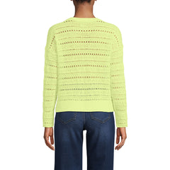 Women's Cotton Blend Pointelle Crew Neck Sweater