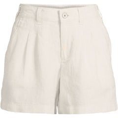 Women's Plus Size High Rise Pleated A-line 5" Linen Shorts
