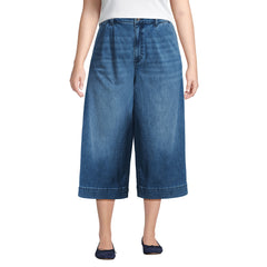 Women's Plus Size Denim Mid Rise Wide Leg Culotte Jeans