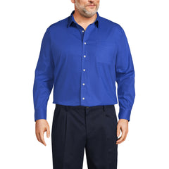 Men's Big Long Sleeve Straight Collar Broadcloth Dress Shirt
