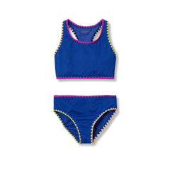 Girls Chlorine Resistant Embroidered Bikini Swimsuit Set