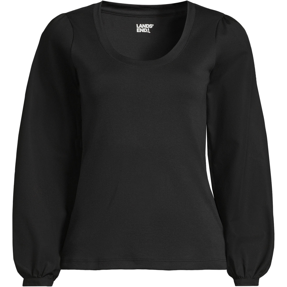 Women's Plus Size Supima Interlock Scoop Neck Blouson Sleeve Top