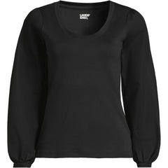 Women's Supima Interlock Scoop Neck Blouson Sleeve Top
