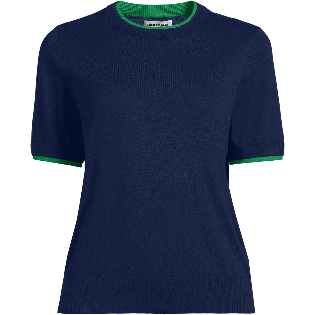 Women's Plus Size Double Trim Cotton Crew Neck Tee Sweater