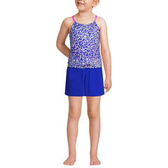 Girls Plus Chlorine Resistant Tankini Top Woven Short Set