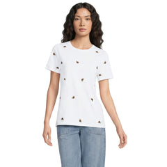 Women's Petite Relaxed Supima Cotton Embroidered Crew Neck T-Shirt
