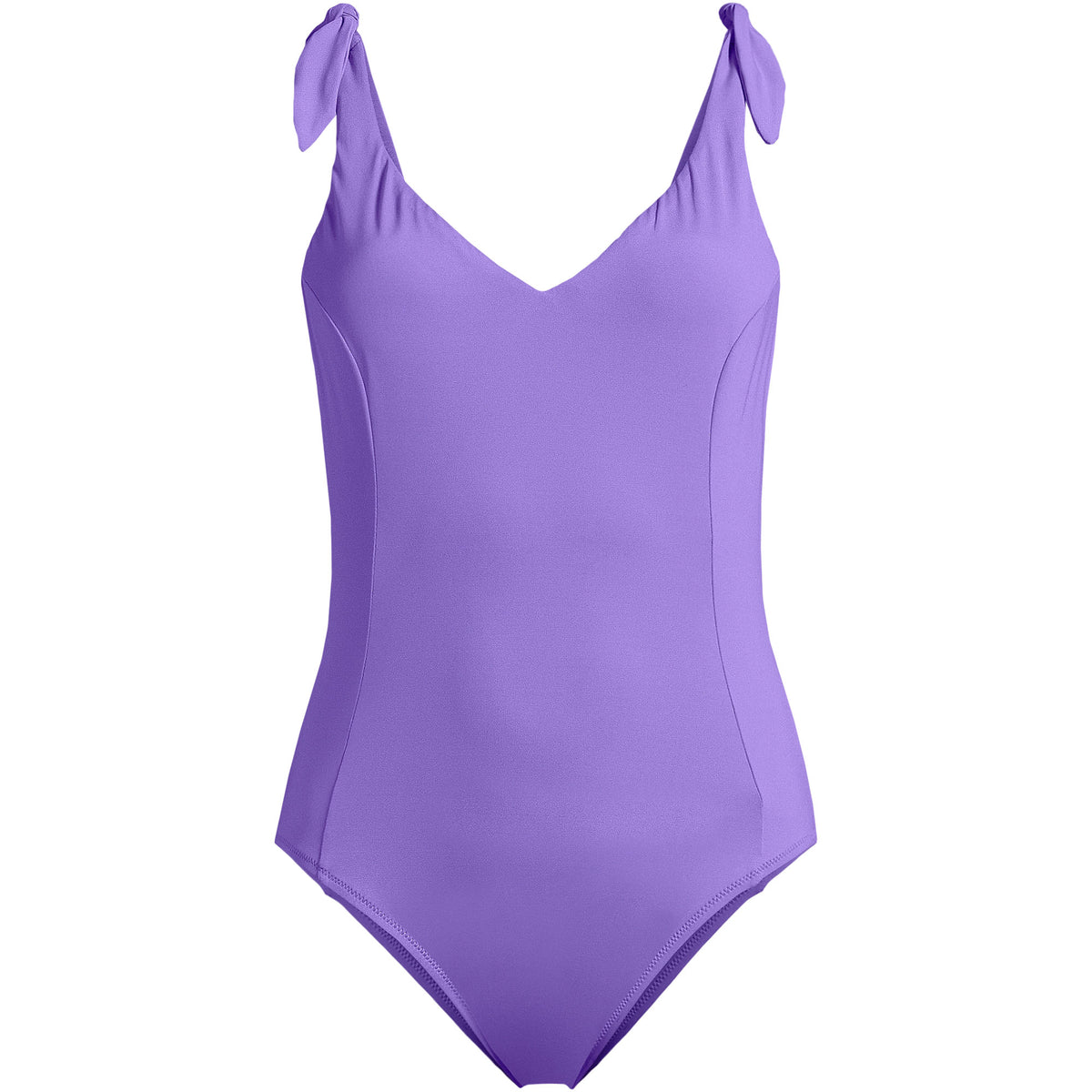 Women's Chorine Resistant Tie Shoulder V-neck High Leg One Piece Swimsuit