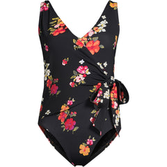 Women's Long Torso Side Tie Wrap One Piece Swimsuit