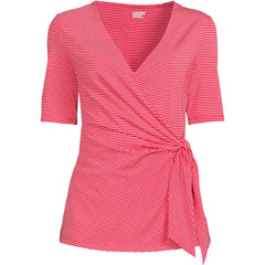 Women's Elbow Sleeve Lightweight Jersey Side Tie Blouse