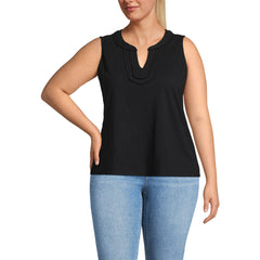 Women's Plus Size Slub Decorative Trim Tank Top