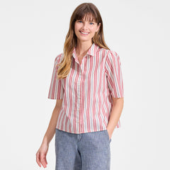 Women's Petite Poplin Button Front Shirt