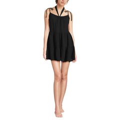 Women's Oversized Cotton Gauze Tiered Mini Cover-up Dress