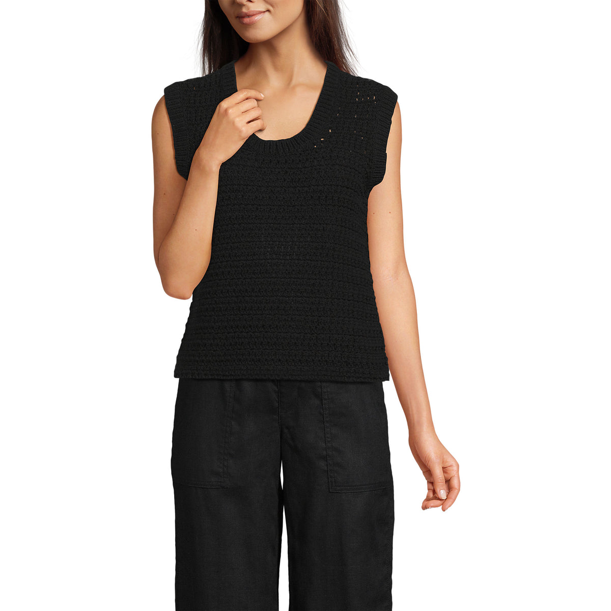 Women's Blend Texture U Neck Vest Sweater