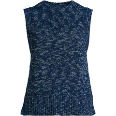 Women's Plus Size Cotton Tweed Textured Crewneck Vest Sweater