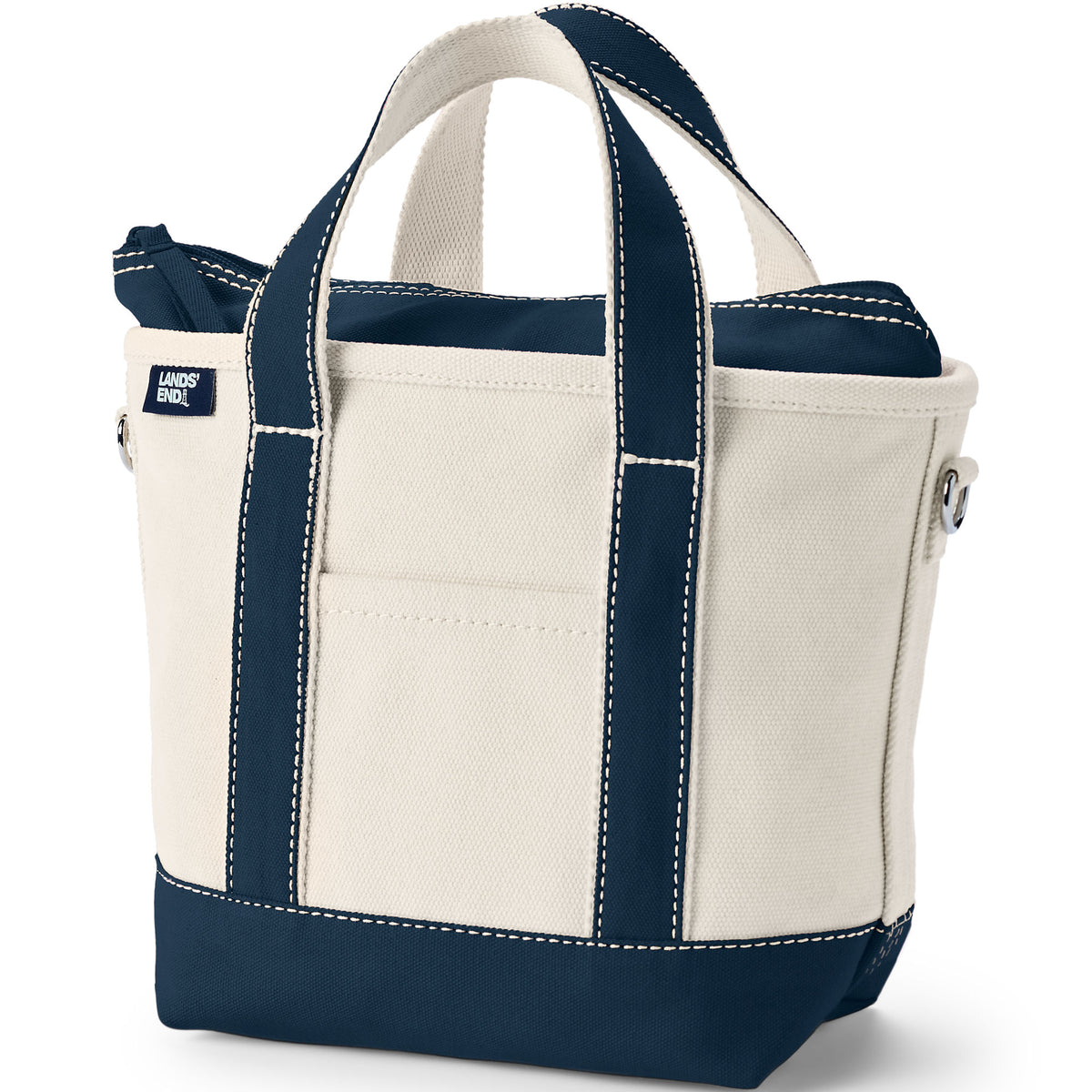 Small 3 Pocket Zip Top Canvas Tote Bag