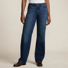 Women's Soft Denim Mid Rise Relaxed Straight Leg Jeans