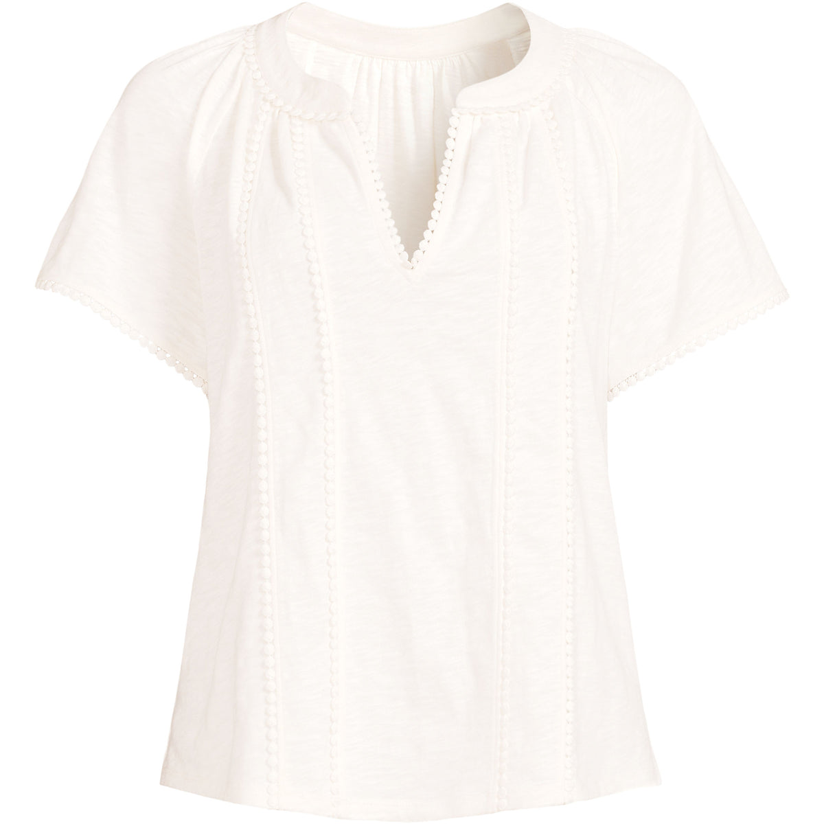 Women's Plus Size Slub Short Sleeve Notch Neck Top