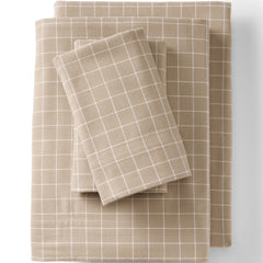 Comfy Super Soft Cotton Flannel Plaid Bed Sheet Set - 5oz