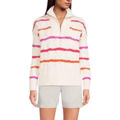 Women's Petite Drifter Cable Quarter Zip Sweater