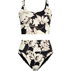Women's Tugless Midkini Top and High Waisted Bottom Swimsuit Set