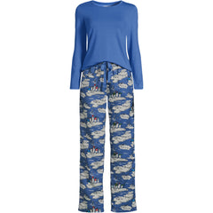 Women's Tall Pajama Gift Set - Knit Long Sleeve Top and Flannel Pants
