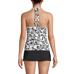 Women's D-Cup Chlorine Resistant Square Neck Halter Tankini Swimsuit Top
