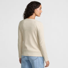 Women's Petite Long Sleeve Micro Rib Button Through Cardigan