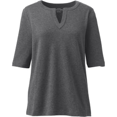 Women's Cotton Polyester Modern Half Sleeve Splitneck