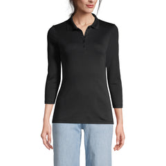 Women's Petite 3/4 Sleeve Supima Cotton Polo Shirt