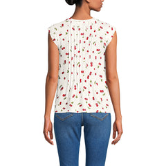 Women's Cap Sleeve Lightweight Jersey Pintuck Swing Top