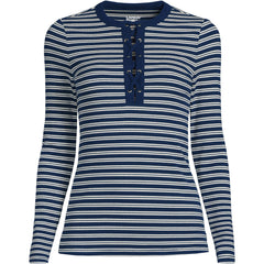 Women's Polished Rib Tie Henley Top
