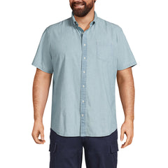 Men's Big and Tall Short Sleeve Button Down Chambray Shirt