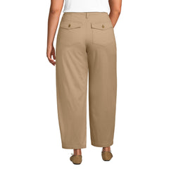 Women's Plus Size Chino High Rise Barrel Leg Utility Ankle Pants